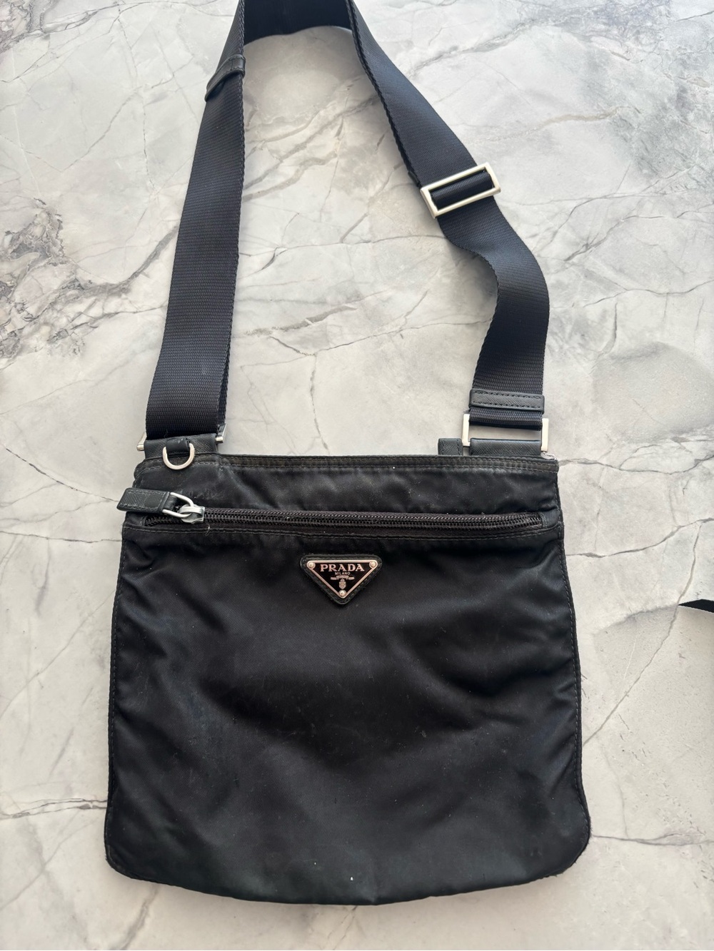 Prada Black Nylon Messenger Crossbody Bag